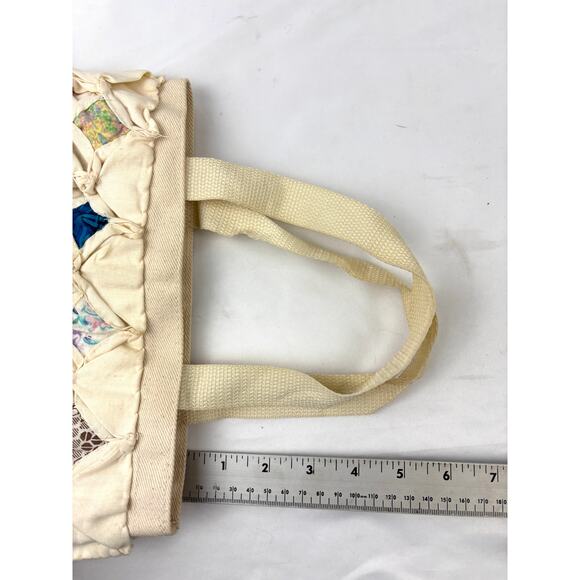 Vintage Handmade Quilted Tote Bag with Cathedral Stitch Patchwork MCM - Picture 8 of 12
